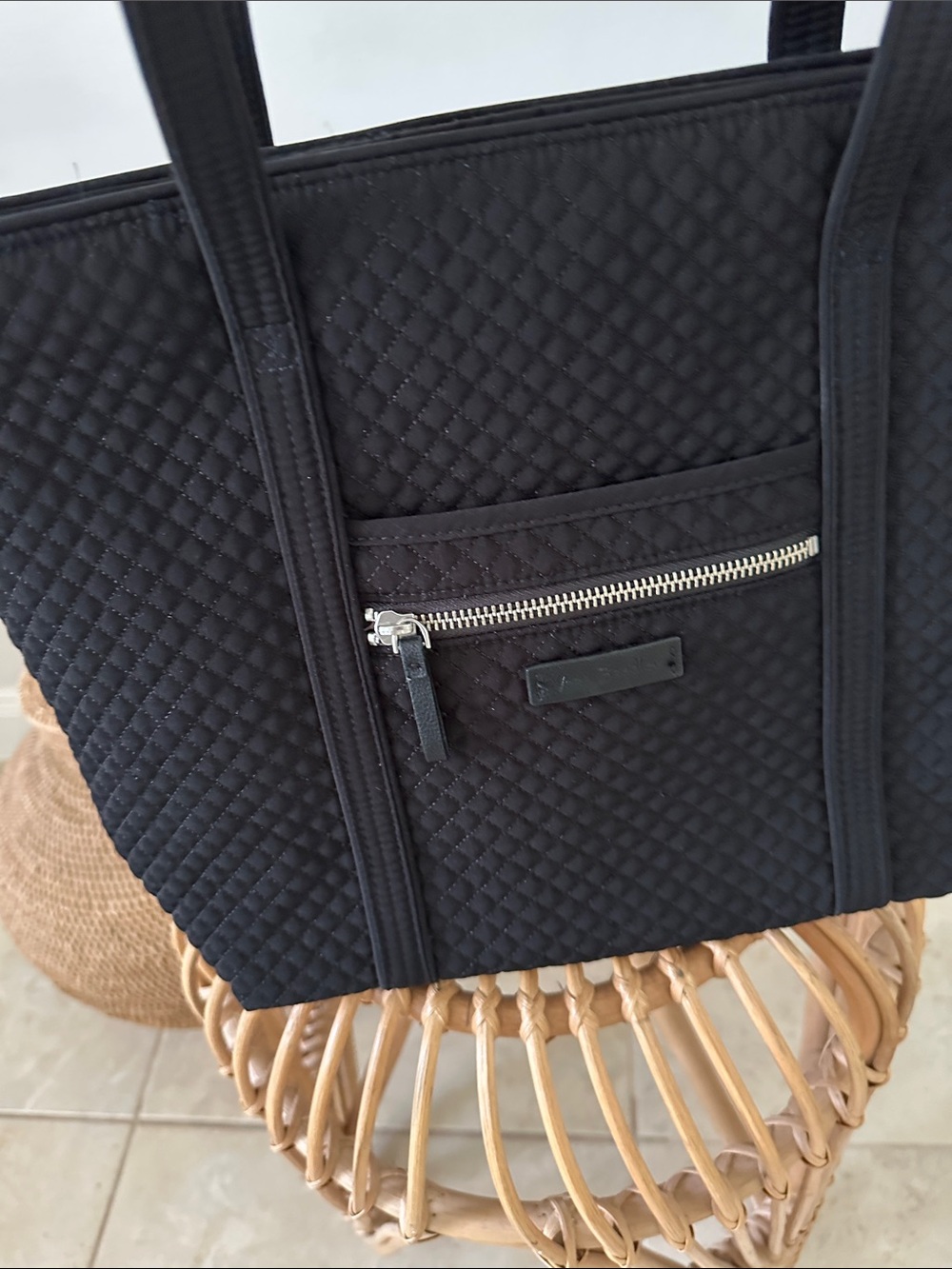 VERA BRADLEY black quilted tote